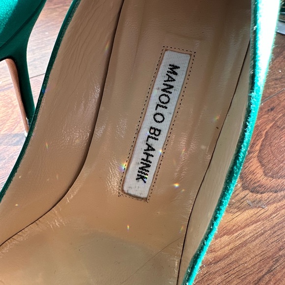 Manolo Blahnik Green Satin Hangisi Pumps. Size 7. Authentic!!! - Picture 7 of 16